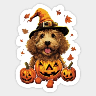 Halloween Golden Doodle Sticker